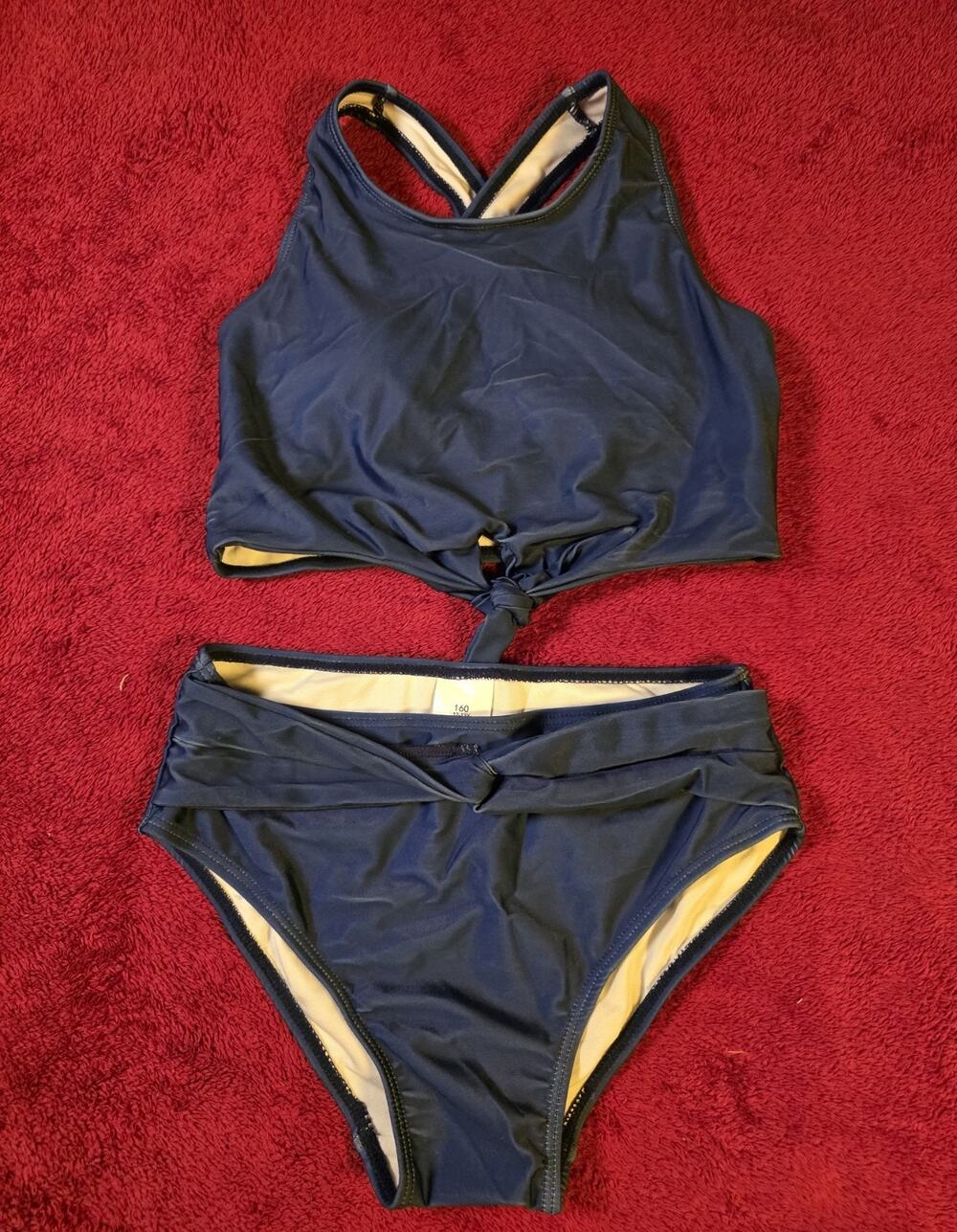 NWOT Girls Two-Piece NAVY Swimsuit Size 160/US Girls 14